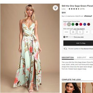 Sage Green Floral Satin Maxi Dress - Lulu's